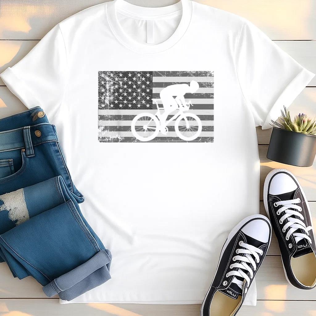 American Flag Cycling Bike Cyclists T Shirt