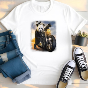 Biker Giant Panda Riding Chopper Motorcycle T Shirt