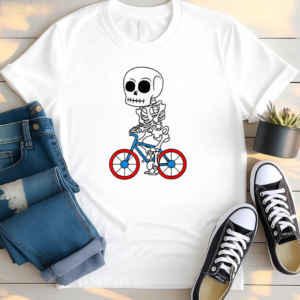 Cyclist Skeleton Biker Halloween T Shirt