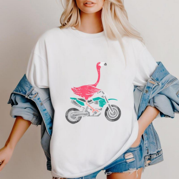 Flamingo Riding Dirt Bike T Shirt - Image 3