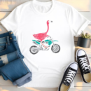 Flamingo Riding Dirt Bike T Shirt