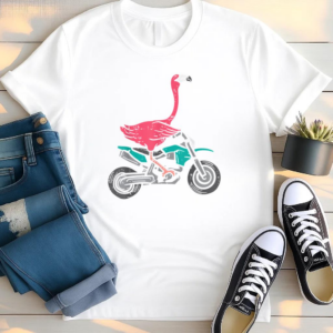 Flamingo Riding Dirt Bike T Shirt
