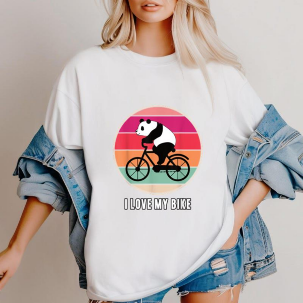 Panda Bear Cyclist Bike T Shirt - Image 3