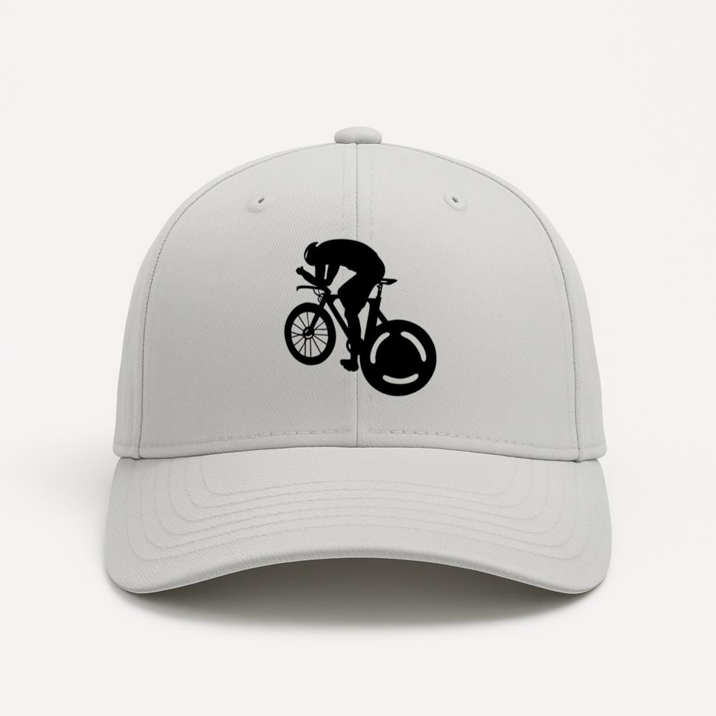 Athletic Bicycle Racer Silhouette Design T Shirt Design Cap