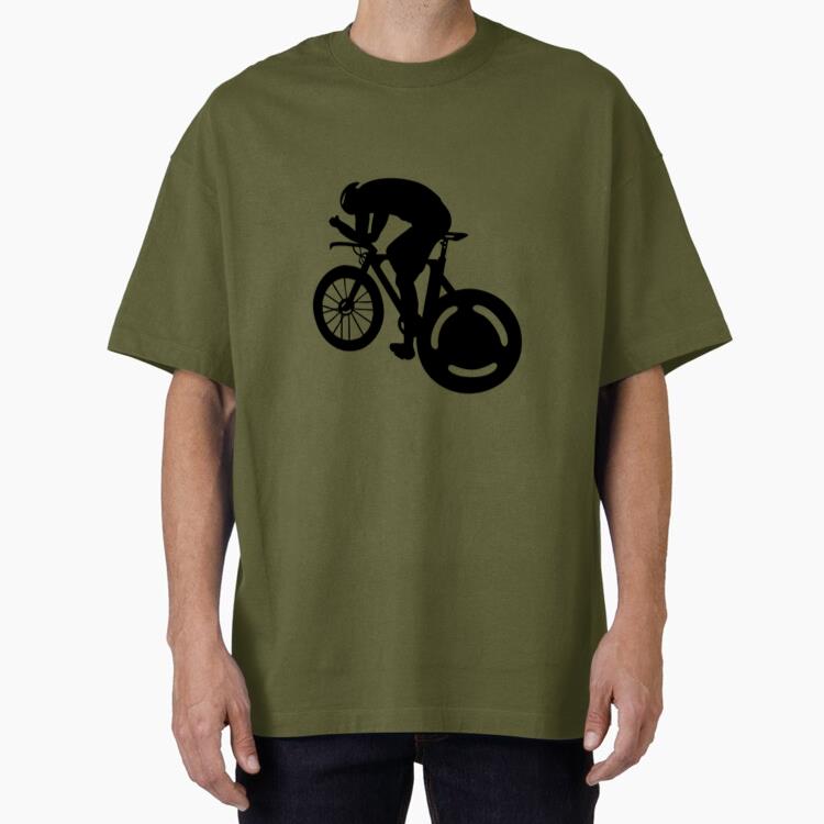 Athletic Bicycle Racer Silhouette Design T Shirt Design Oversized T-Shirt