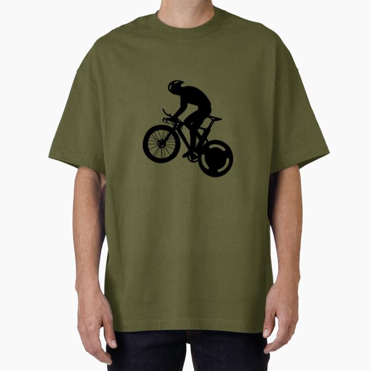 Athletic Cyclist In Action Design Oversized T-Shirt
