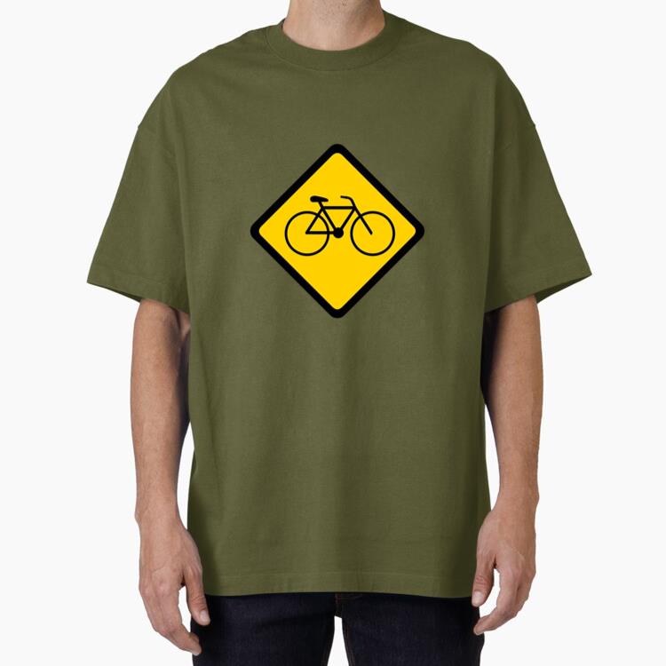 Bicycle Bike Rhomb Warning Flat Oversized T-Shirt