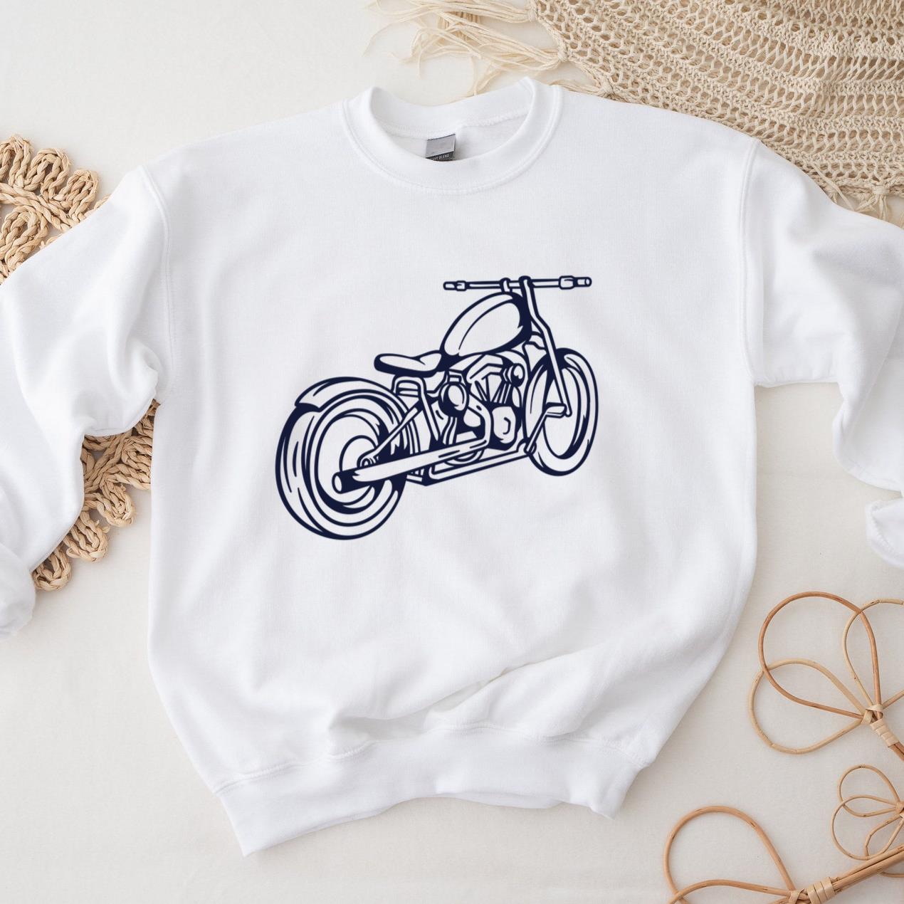 Bold Motorcycle Outline Graphic Design Sweatshirt