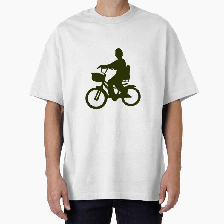 Boy Riding Bicycle Silhouette Oversized T-Shirt