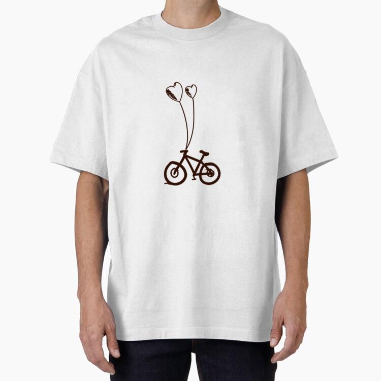 Brown Hand Drawn Bike Oversized T-Shirt