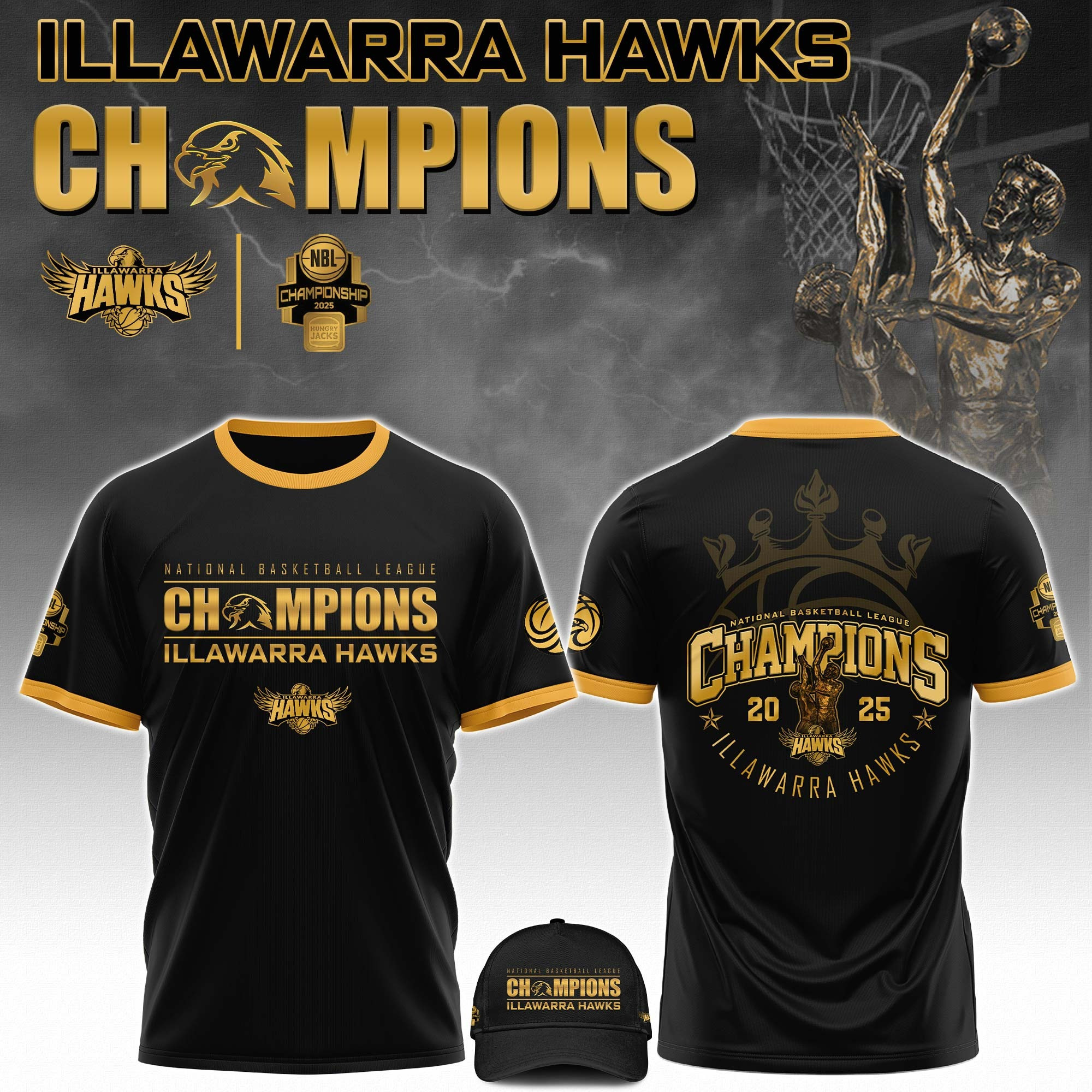 Buildercar - 1Illawarra Hawks NBL Champions Limited Edition T-Shirt Basketball