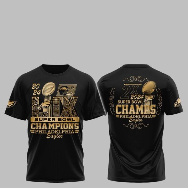 Buildercar - 2024 2025 LIX Super Bowl Champions Eagles T-shirt