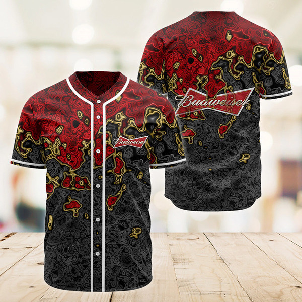 Buildercar - Abstract Holographic Colorful Budweiser Baseball Jersey
