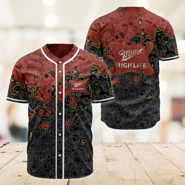 Buildercar - Abstract Holographic Colorful Miller High Life Baseball Jersey