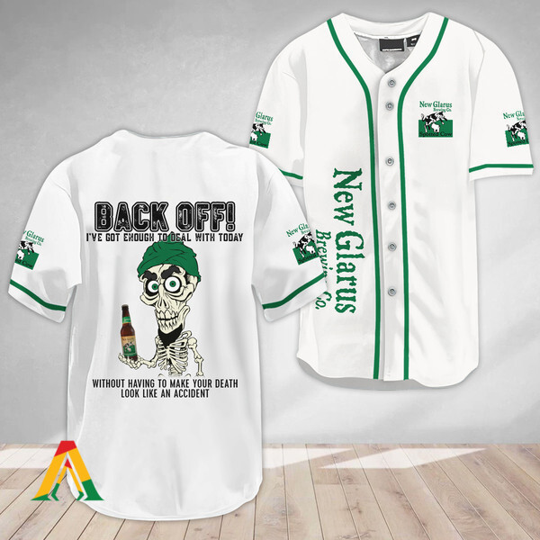 Buildercar - Achmed Back Off With New Glarus Beer Baseball Jersey