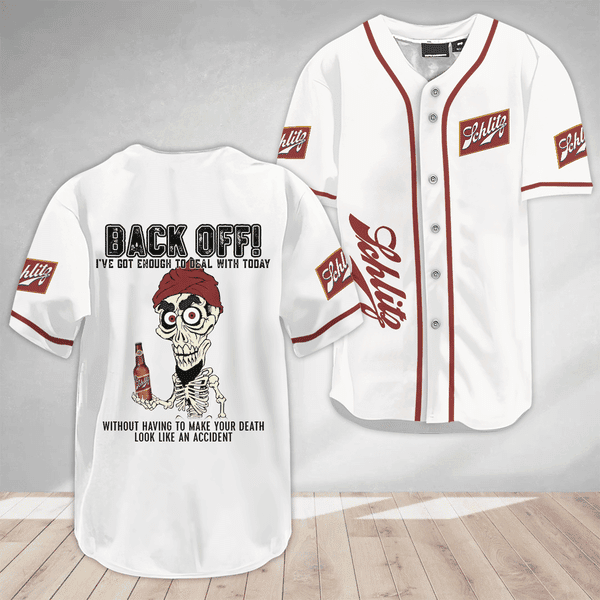 Buildercar - Achmed Back Off With Schlitz Beer Baseball Jersey