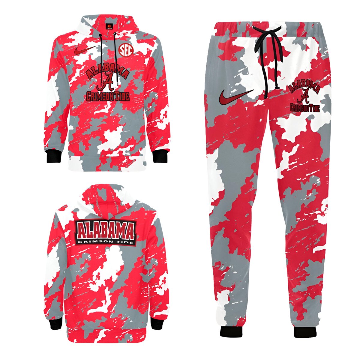 Buildercar - Alabama Crimson Tide NCAA Football Team Camouflag Sport Hoodie Tracksuit