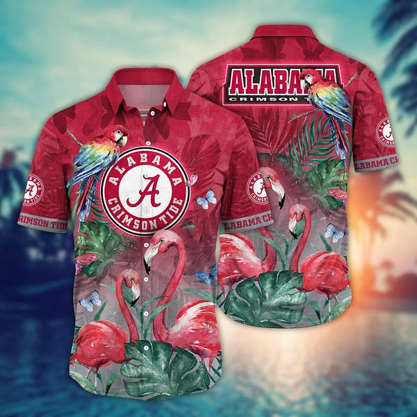 Buildercar - Alabama Crimson Tide Pink Flamingo Couple Hawaiian Shirt