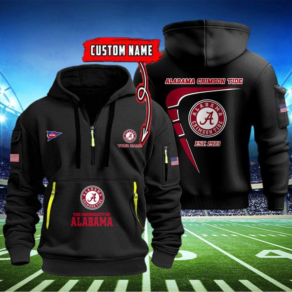 Buildercar - Alabama Crimson Tide Quarter Zip Hoodie Style 14