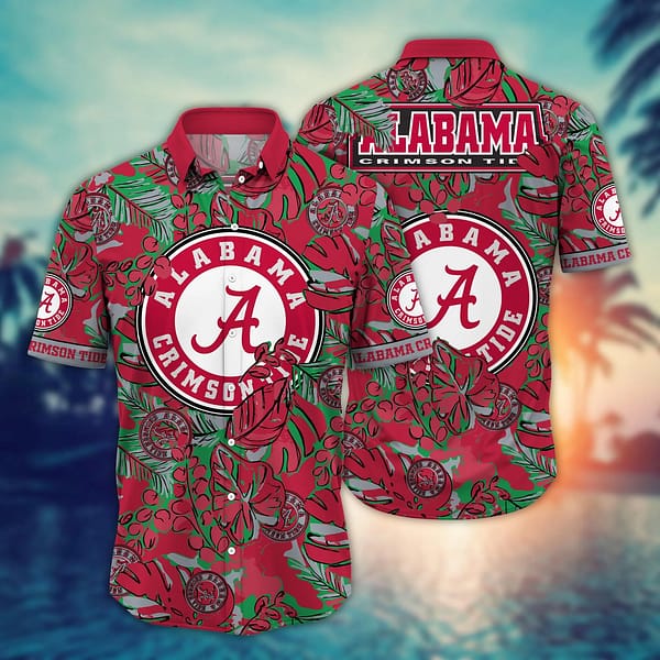 Buildercar - Alabama Crimson Tide Tropical Floral Hawaiian Shirt