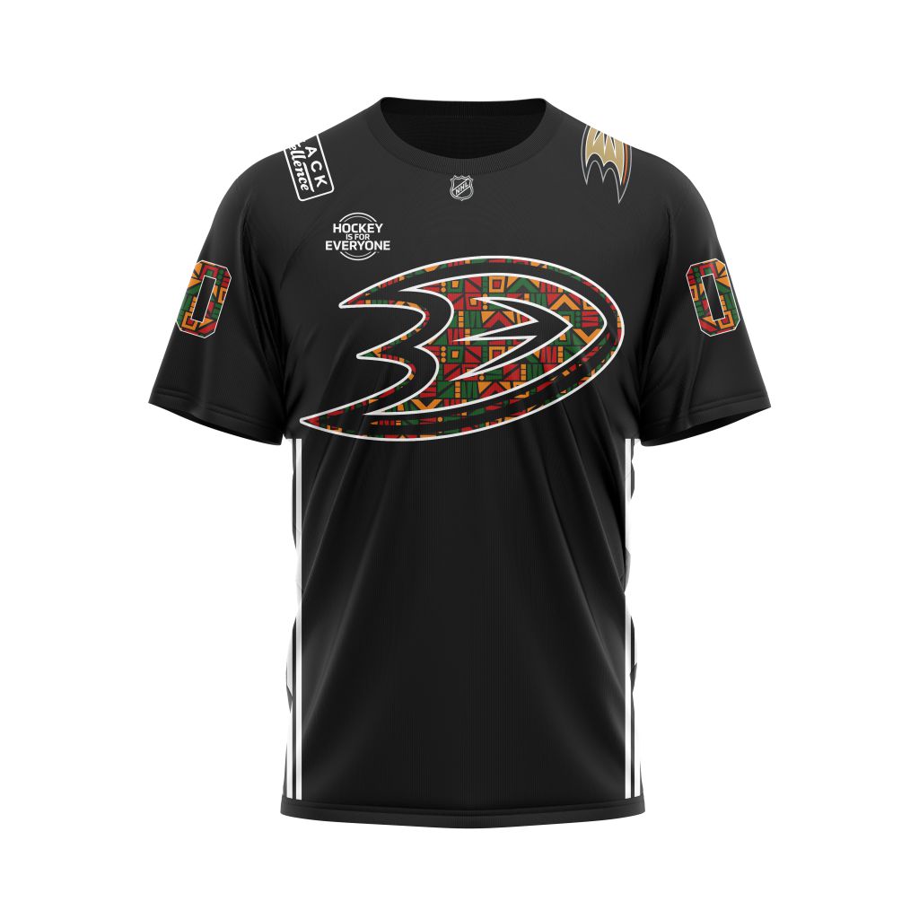 Buildercar - Anaheim Ducks Black History Month Pattern Personalized Name & Number Personalized Name And Number T-Shirt