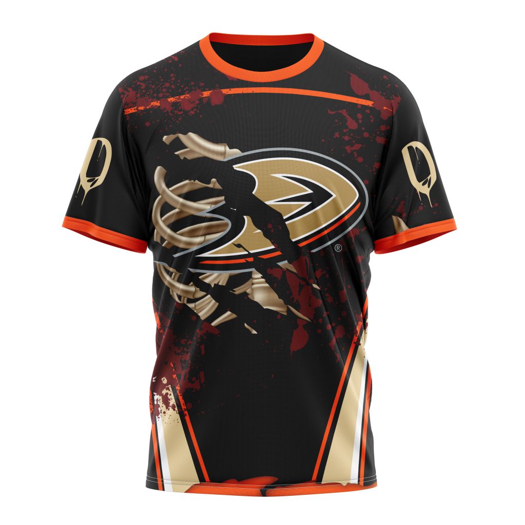 Buildercar - Anaheim Ducks Design With Your Ribs For Halloween Personalized Name And Number T-Shirt