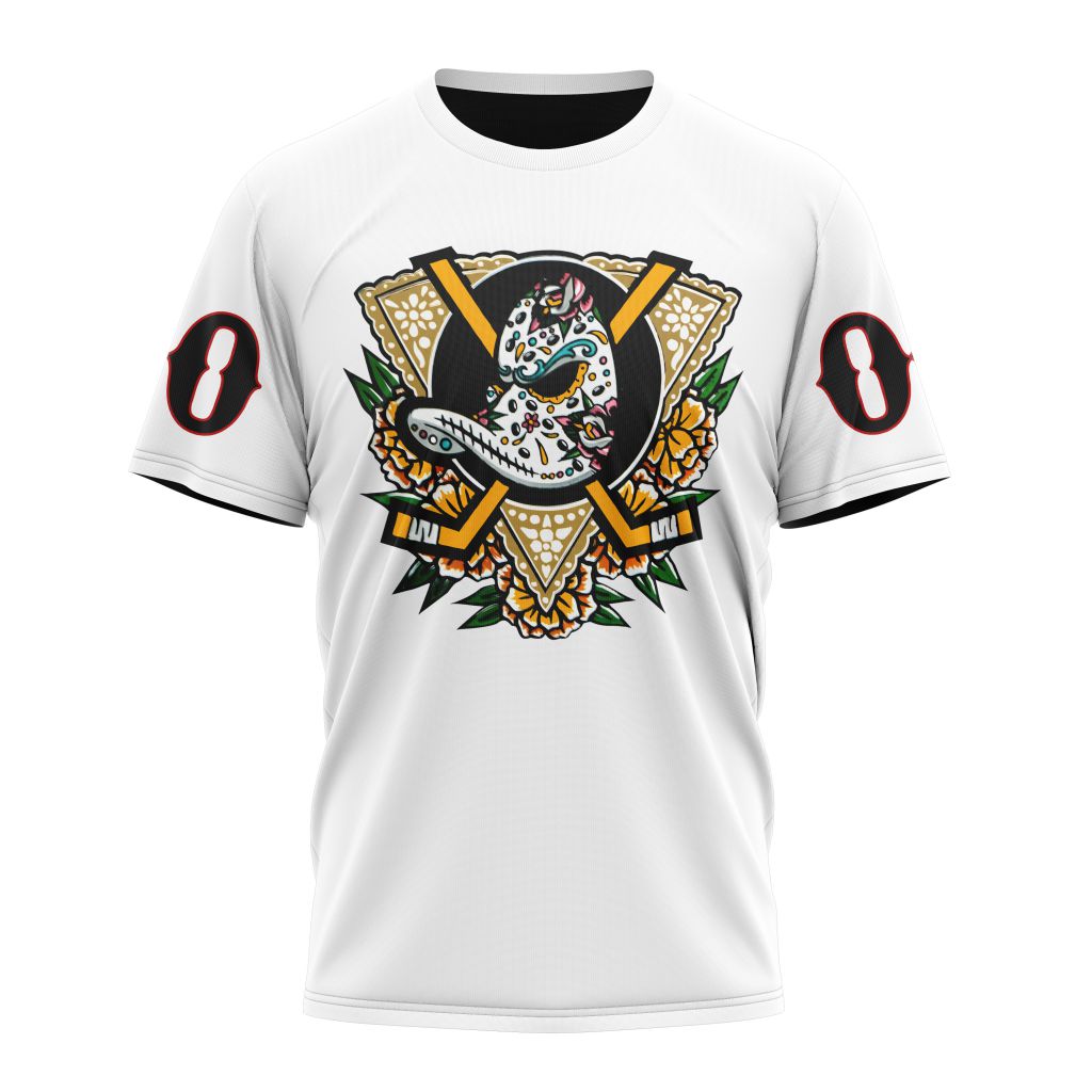 Buildercar - Anaheim Ducks Dia De Muertos Night 2022 Personalized Name And Number T-Shirt