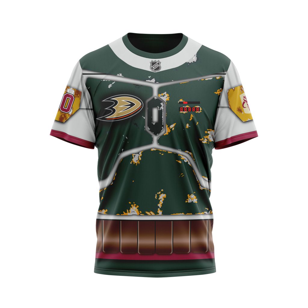 Buildercar - Anaheim Ducks feat Boba Fett's Armor Design For Star Wars Fourth Of July Personalized Name And Number T-Shirt
