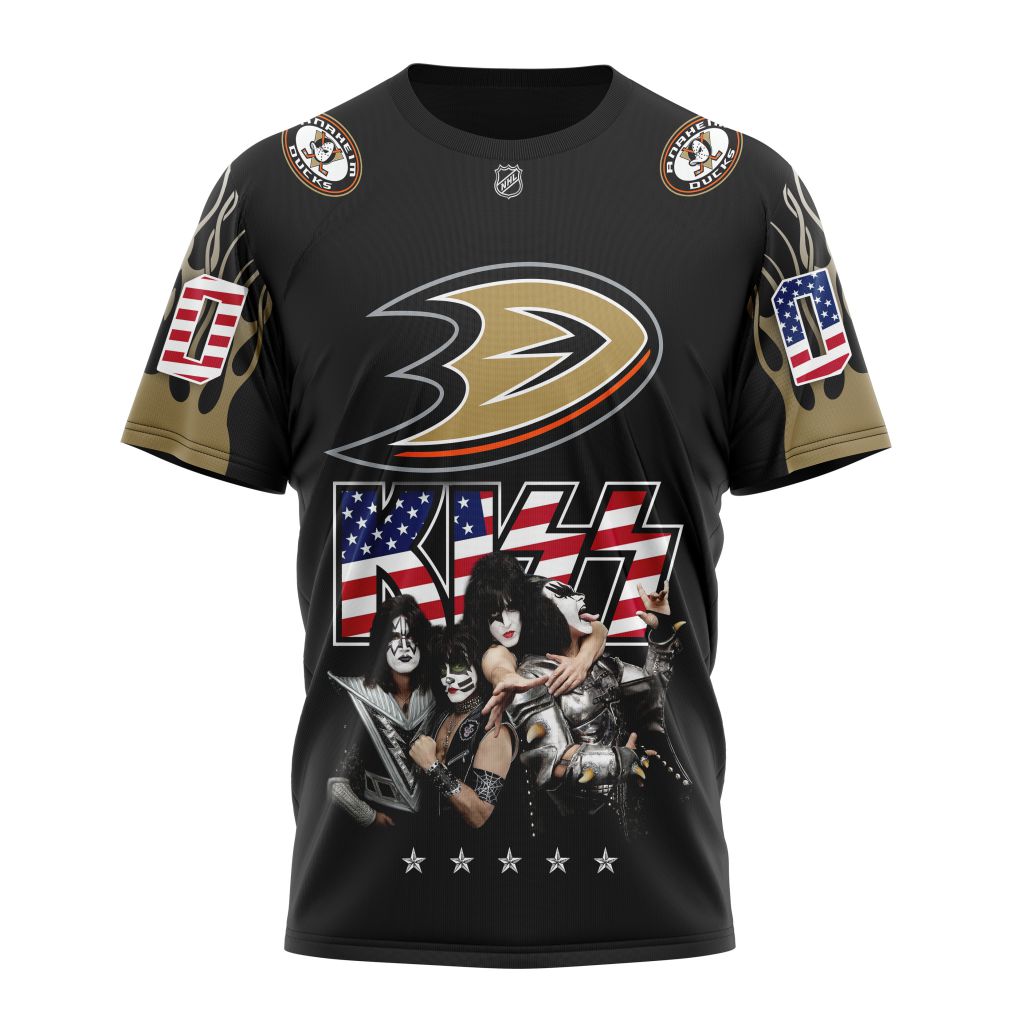 Buildercar - Anaheim Ducks feat KISS band Design Personalized Name And Number T-Shirt