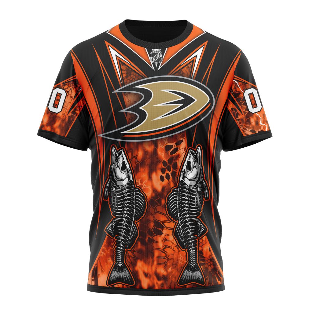 Buildercar - Anaheim Ducks Fishing Camo Concept Personalized Name And Number T-Shirt