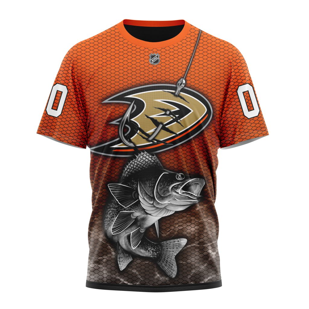Buildercar - Anaheim Ducks Fishing Style Personalized Name And Number T-Shirt