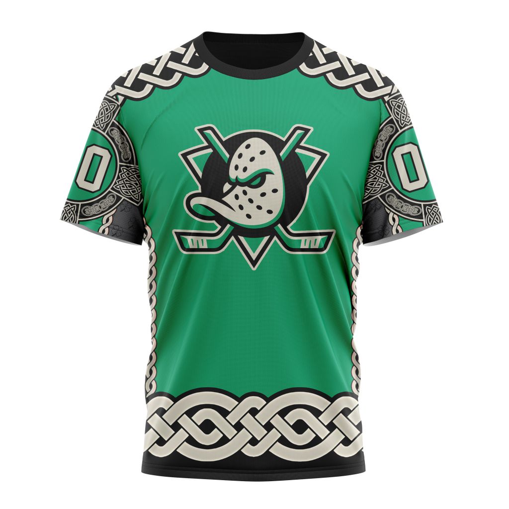 Buildercar - Anaheim Ducks For St.Patrick's Day Personalized Name And Number T-Shirt