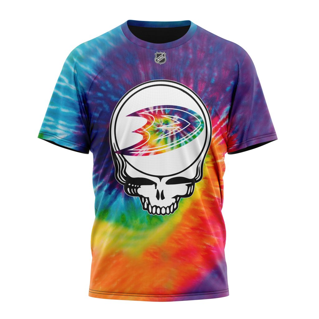 Buildercar - Anaheim Ducks Grateful Dead Tie Dye Personalized Name And Number T-Shirt