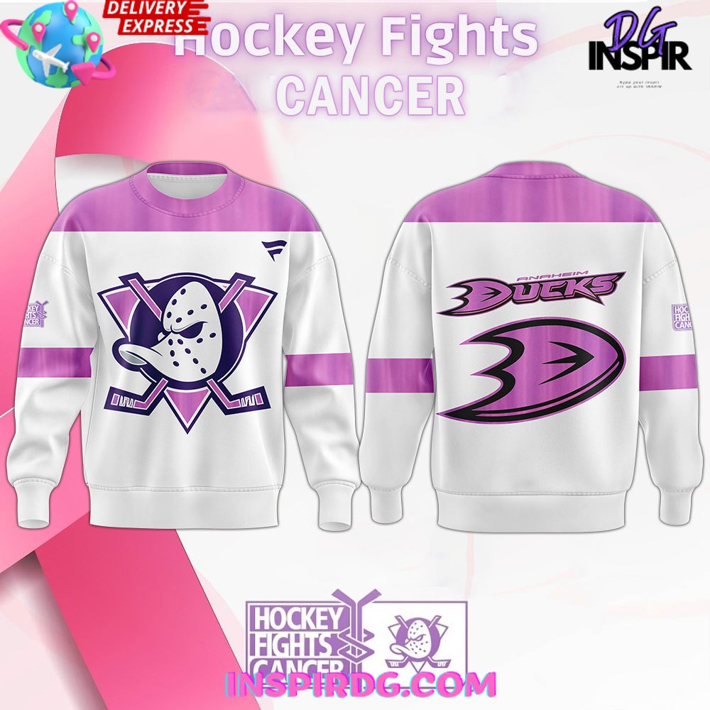 Buildercar - Anaheim Ducks Hockey Fights Cancer Awesome Sweatshirt Hoodie