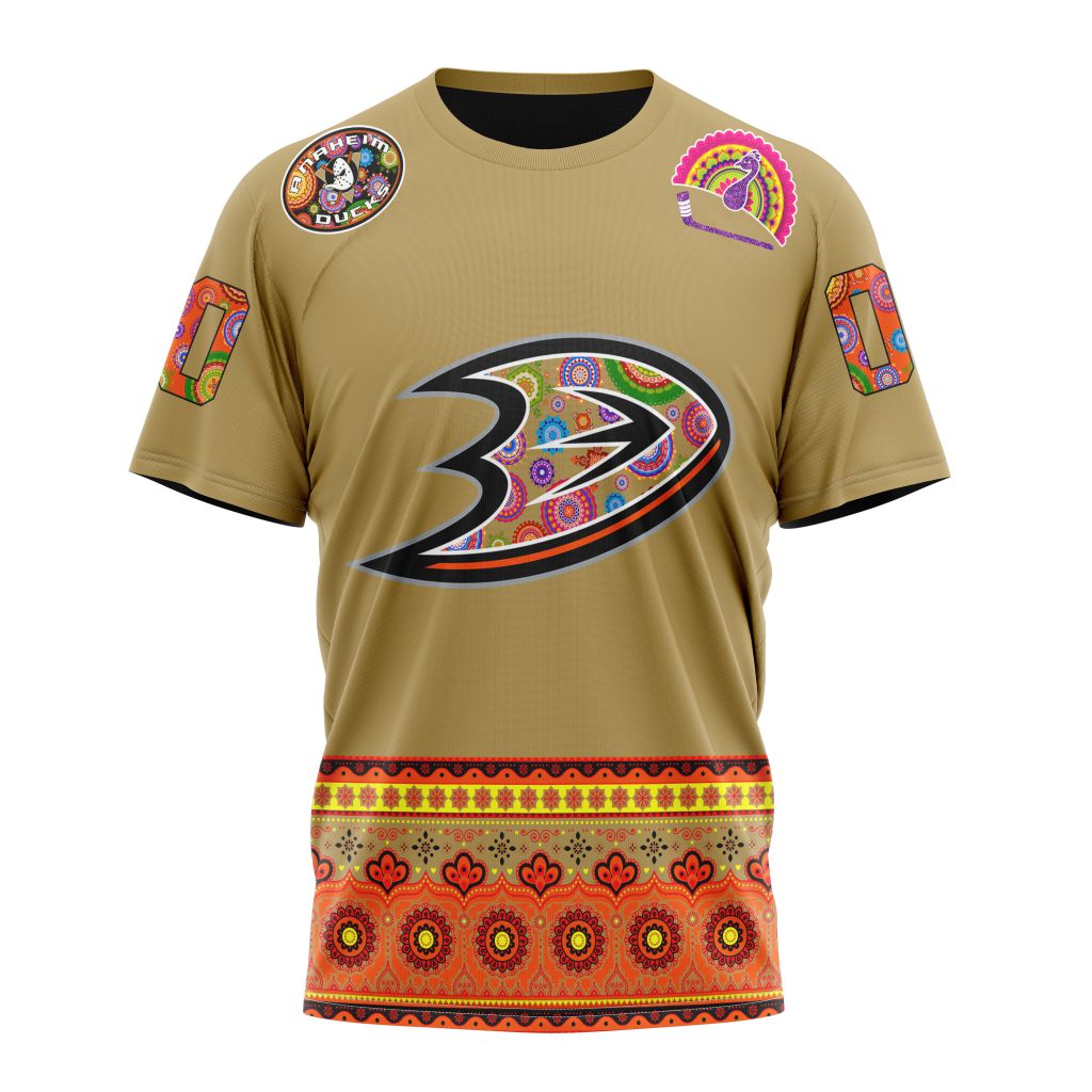Buildercar - Anaheim Ducks Hockey For All Diwali Festival Personalized Name And Number T-Shirt