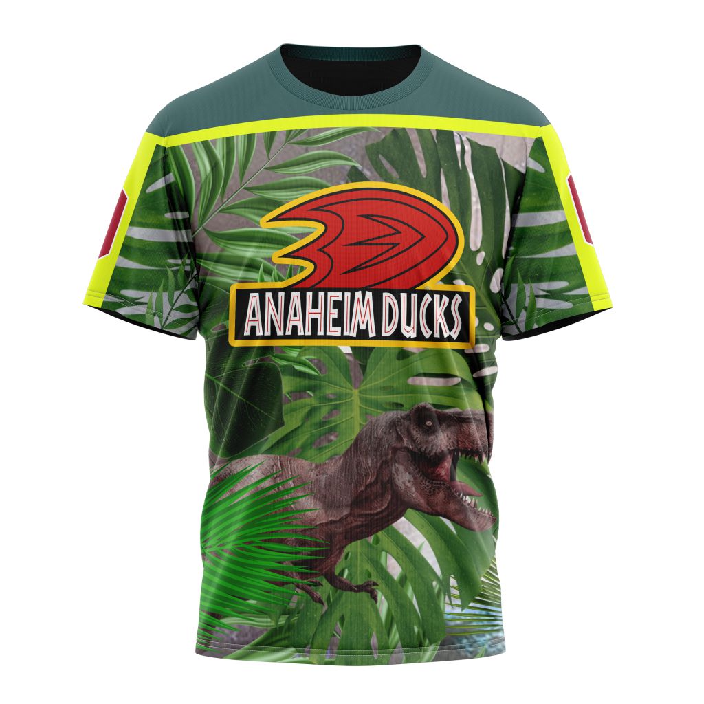 Buildercar - Anaheim Ducks Hockey For Jurassic World Personalized Name And Number T-Shirt