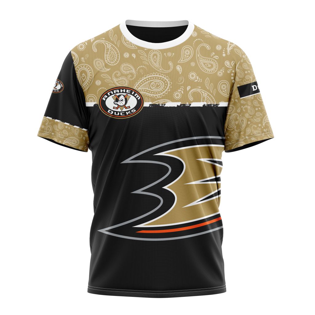 Buildercar - Anaheim Ducks Hockey With Paisley Personalized Name And Number T-Shirt
