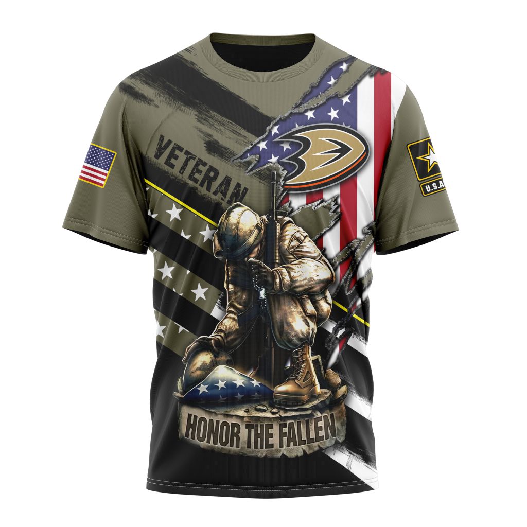 Buildercar - Anaheim Ducks Honor Veterans And Their Families Personalized Name And Number T-Shirt