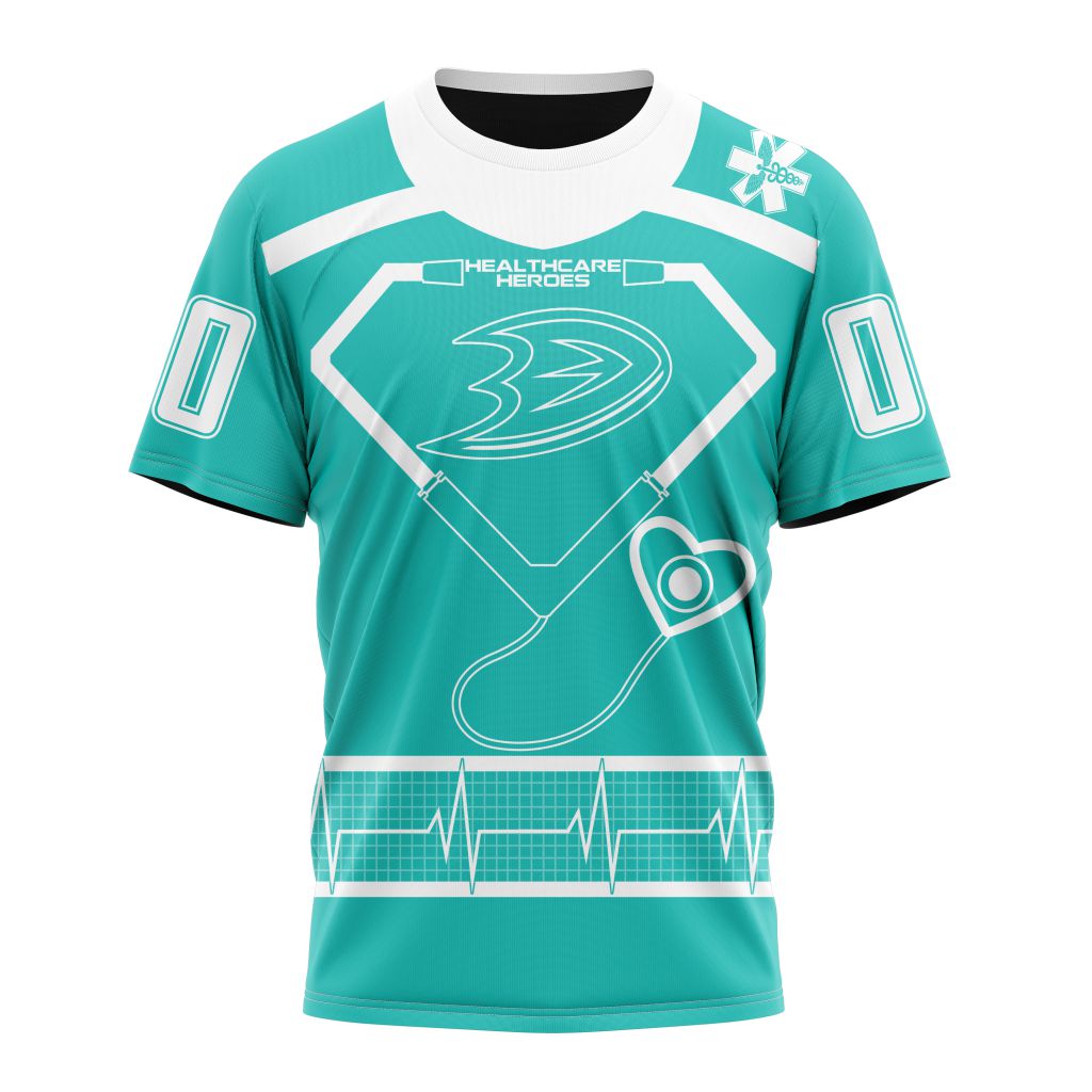 Buildercar - Anaheim Ducks Honoring Healthcare Heroes Personalized Name And Number T-Shirt