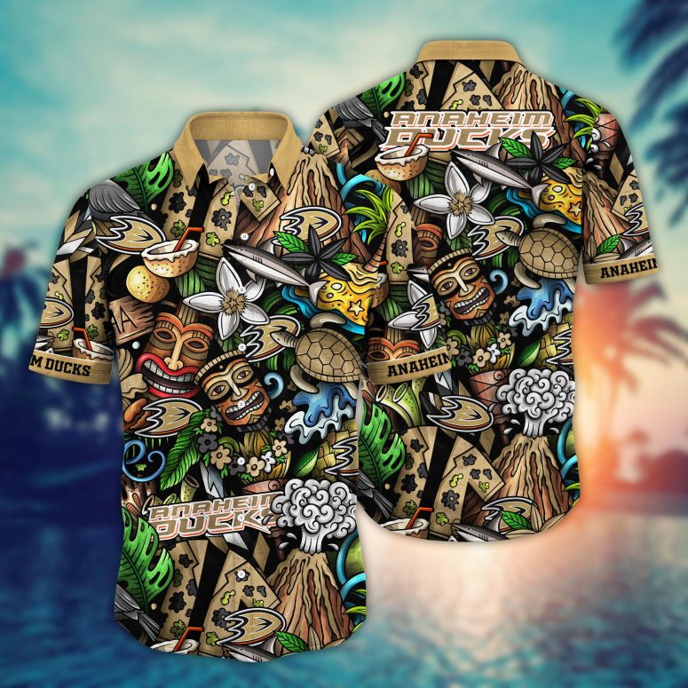 Buildercar - Anaheim Ducks Island Tiki Adventure Hawaiian Shirt