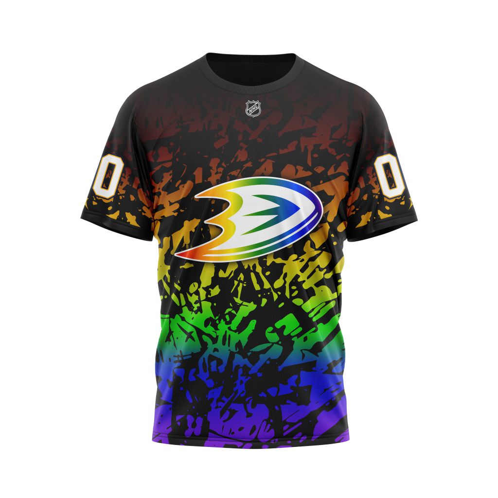Buildercar - Anaheim Ducks New Pride Personalized Name And Number T-Shirt