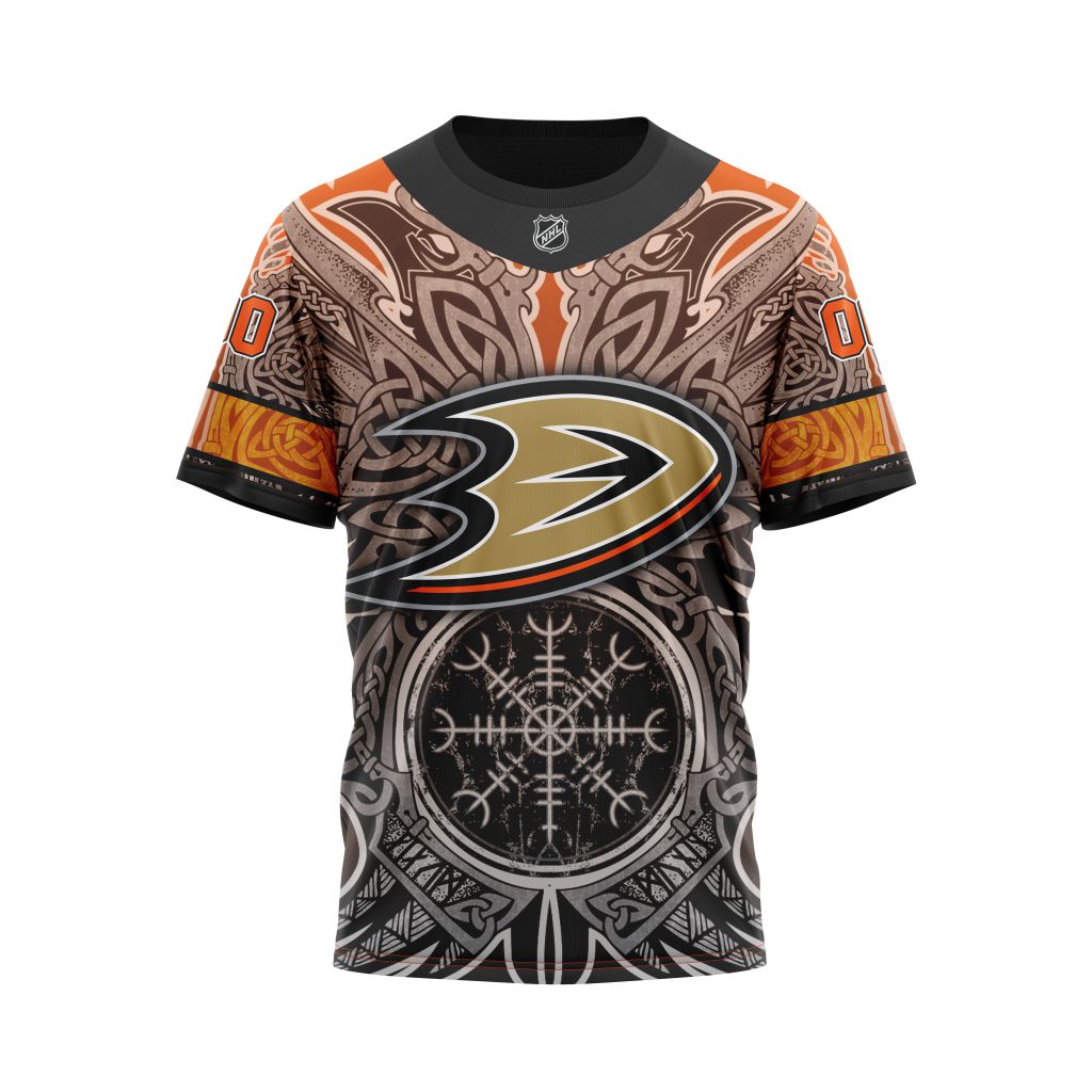 Buildercar - Anaheim Ducks Norse Viking Symbols Personalized Name And Number T-Shirt