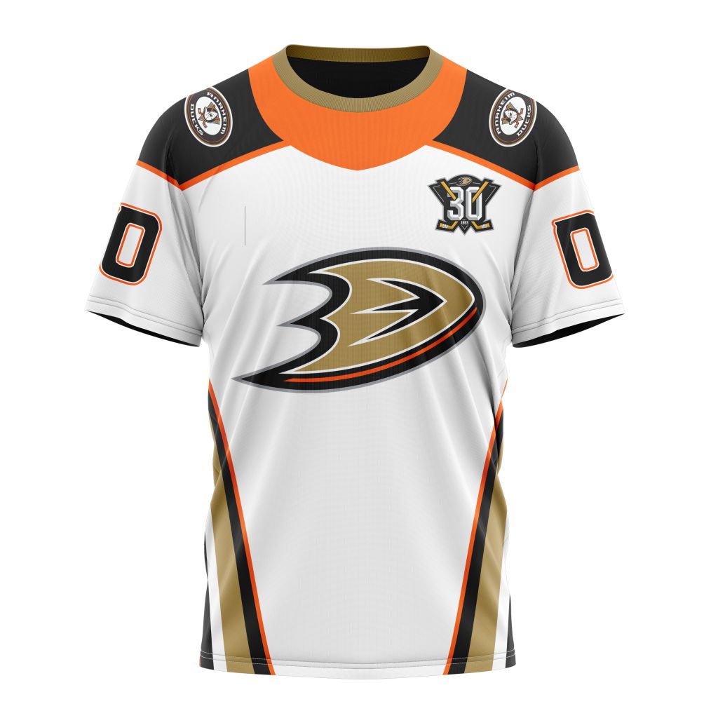 Buildercar - Anaheim Ducks Personalized 2023 Away With 30th Anniversary Logo Personalized Name And Number T-Shirt