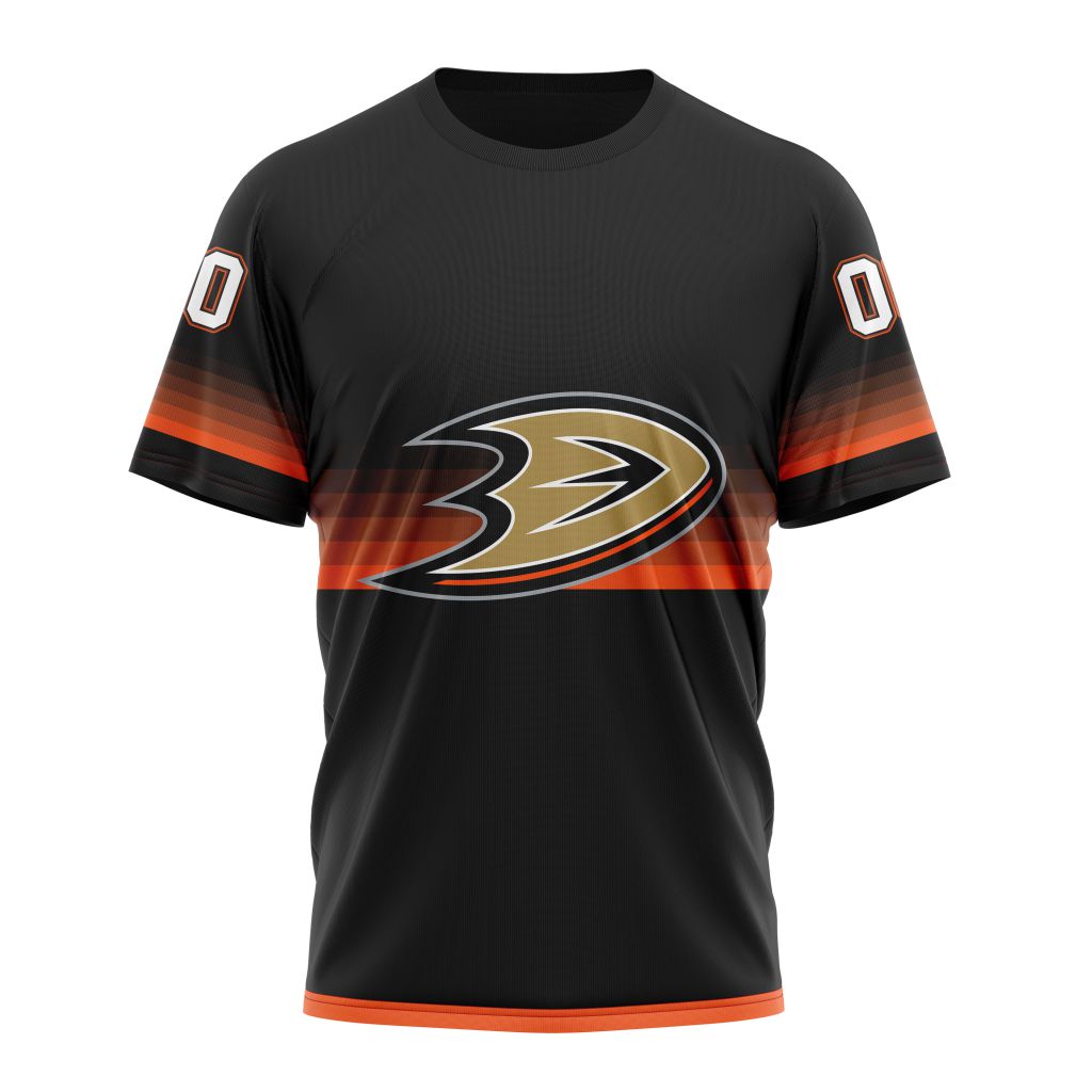 Buildercar - Anaheim Ducks Special Black And Gradient Design Personalized Name And Number T-Shirt