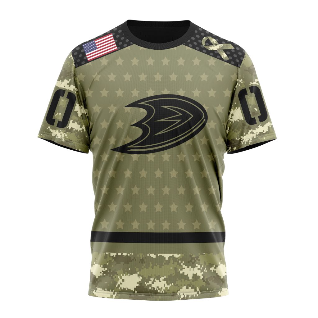 Buildercar - Anaheim Ducks Special Camo Military Appreciation Personalized Name And Number T-Shirt