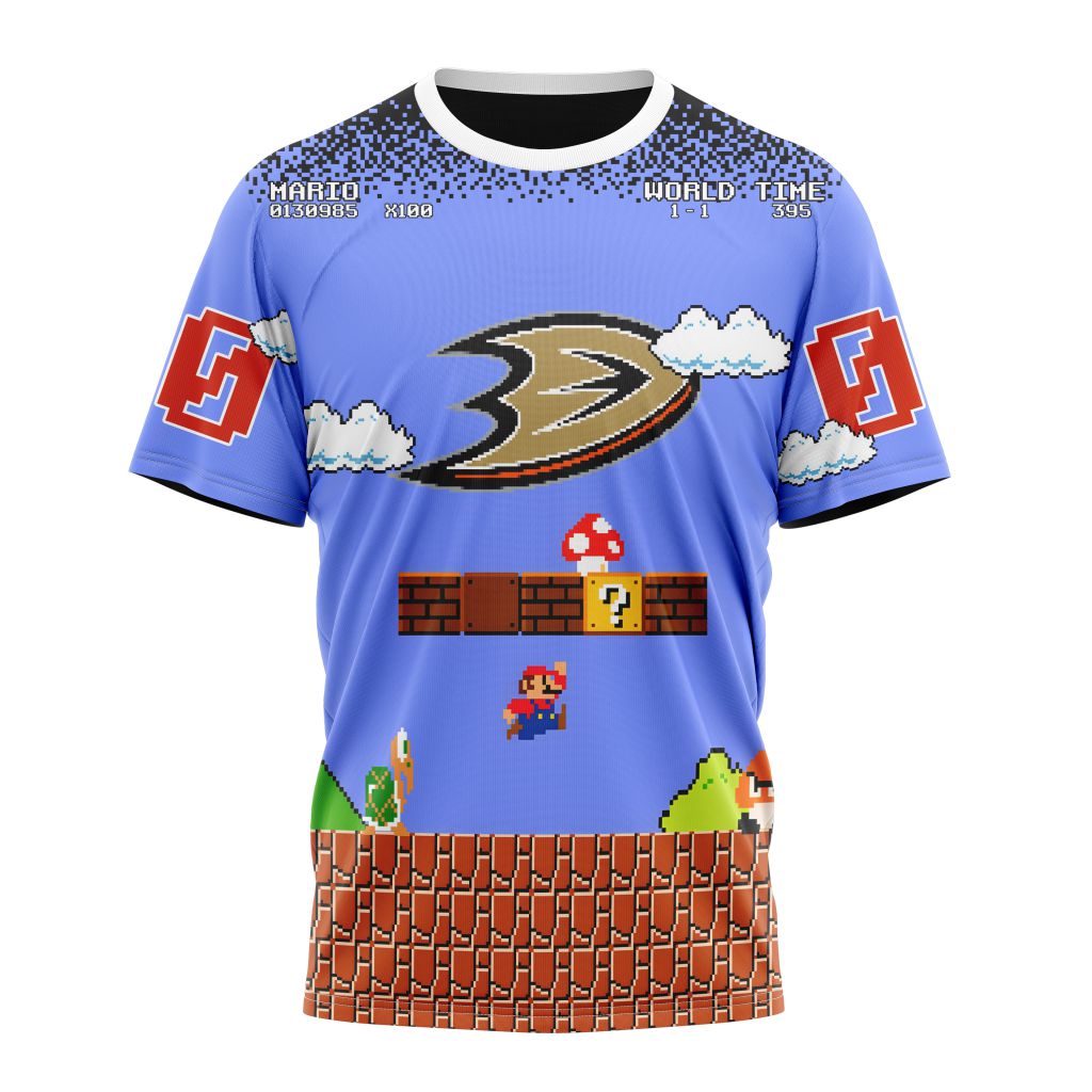 Buildercar - Anaheim Ducks Special Kits With Super Mario Game Design Personalized Name And Number T-Shirt