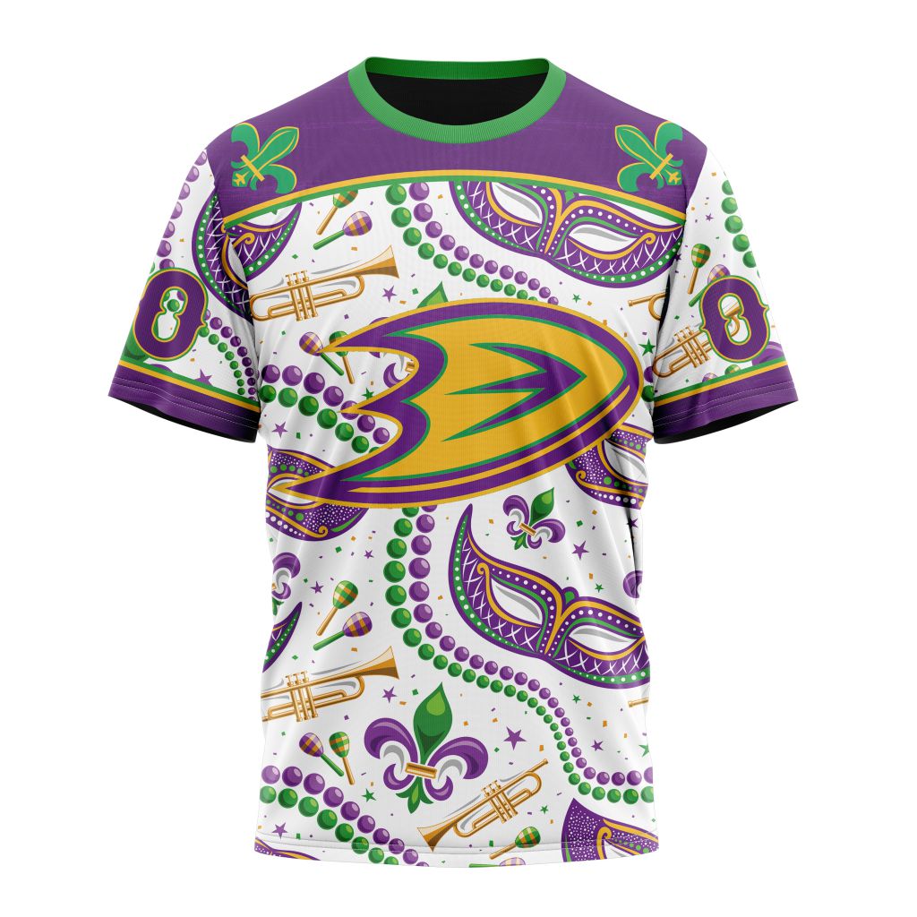Buildercar - Anaheim Ducks Special Mardi Gras Design 01 Personalized Name And Number T-Shirt