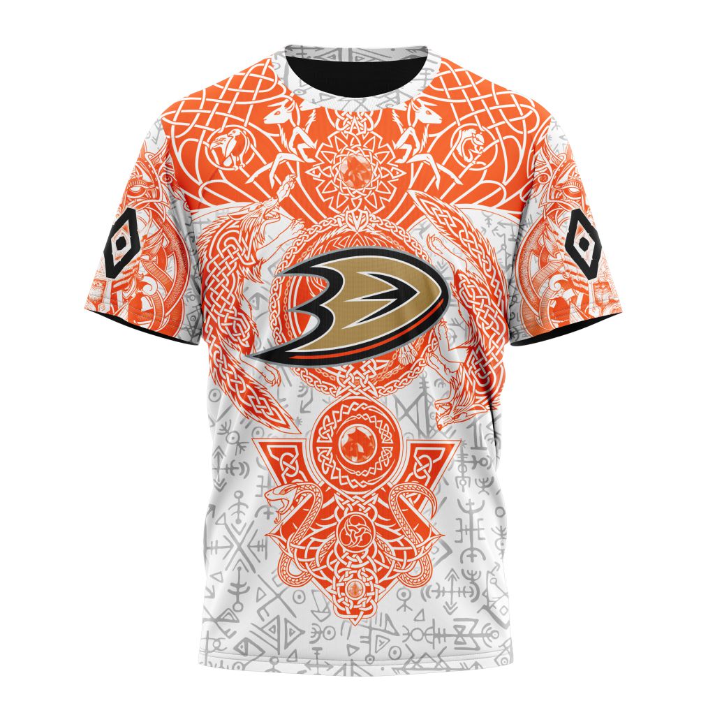 Buildercar - Anaheim Ducks Special Norse Viking Symbols Personalized Name And Number T-Shirt