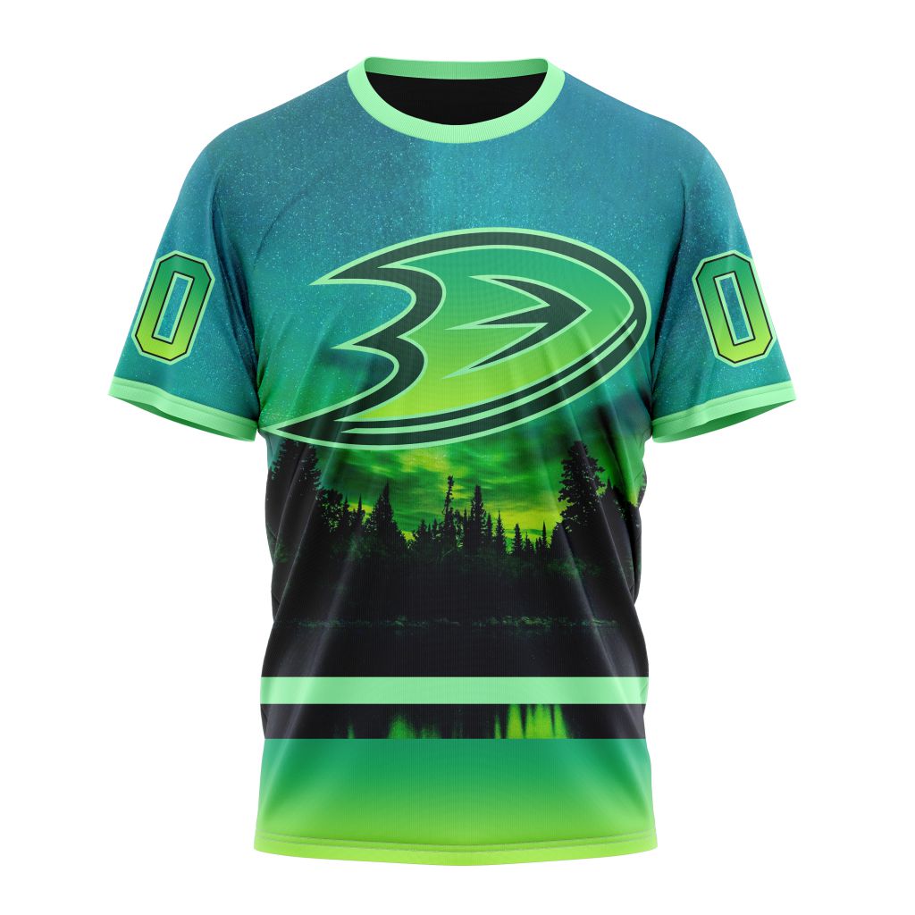 Buildercar - Anaheim Ducks Special Northern Light Design Personalized Name And Number T-Shirt