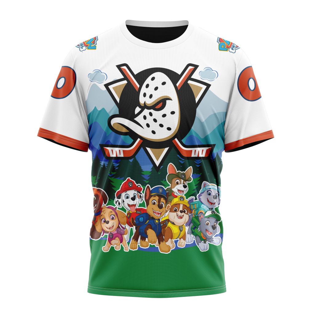 Buildercar - Anaheim Ducks Special Paw Patrol Design 01 Personalized Name And Number T-Shirt